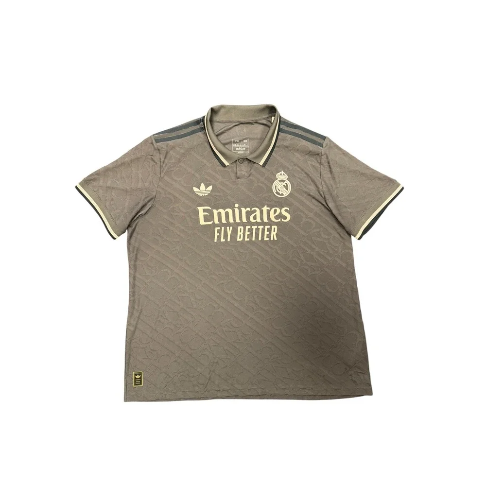 Adidas Real Madrid Polo Jersey Mens 2XL Grey Excellent Bellingham 5 Slim Fit